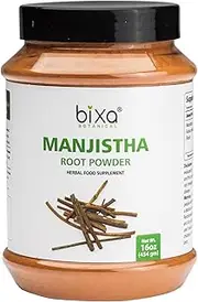 bixa BOTANICAL Manjistha Powder(Rubia Cordifolia) Natural Blood Cleanser & Skin Tonic, Supports Proper Liver Function & Urinary System, Removes Harmful Toxins & Heat From Blood,Herbal Face Pack 1Pound