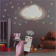 BAZENTI Cloud Light with Remote Control, Rechargeable Cloud Lamp for Bedroom, Cloud Wall Decor for Nursery, Cloud Lamp for Bedroom with Timer & Touch Control, Nursery Lamp