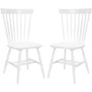 SAFAVIEH Dining Chair 20.5" High Slat Back Wood N' Seat Frame White (Set of 2)