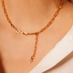 【CReAM】Vita金色美國鍍18K金色葉子個性鍊飾裸練鎖骨項鍊