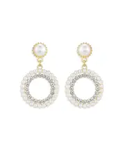 Ettika Mother May Crystal & Imitation Pearl Drop Earrings