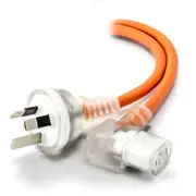 [MF-AUS3PC13RT-02-MC] 2m Medical Power Cable Aus 3 Pin Mains Plug to Right Angle IEC C13 Orange