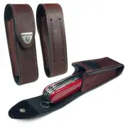 Victorinox Personalised Leather Pouch Belt Loop for Swiss Army 2-4 layers -Brown