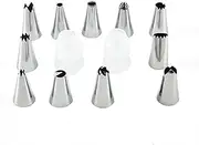 12-Piece Cake Decorating Set Stainless Steel Piping Nozzles for Puff Cream Cookies Baking Tools with Box Pastry Nozzles