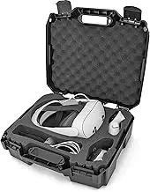 CASEMATIX Travel Case Compatible with Meta Quest 3 Elite Strap Bundle and Oculus Quest VR Gaming Headset & Accessories, Impact Resistant Shell and Precision Cut Shock Absorbing Foam Protects Meta 3