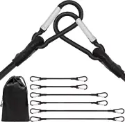 Heavy Duty Bungee Cord Set with Hooks - 6 Pieces for Outdoor Use