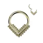 Piercing Ring Segment Titanium Golden Chevron Beaded ( Ear, Daith , Septum)