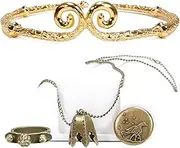 Black Myth - Wu Kong Four-Piece Set, 1:1 Scale Accessories, Better Gaming Experience, Oriental Cultural Icon Monkey King, Copper Accessories, Headband, Necklace, Ring, Badge.