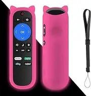[Yimaut] Remote Control for All Hisense Roku TV, Universal Remote for Hisense 32" 40" 43" 50" 55" 58" 65" 70" 75" 85" Roku Built-in TV with TV Remote Cover and Wrist Strap (Glow Pink)