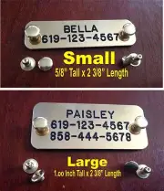 SOLID BRASS (Gold) TAG NAME PLATE FOR DOG COLLAR SET OF RIVET CUSTOM PERSONALIZ