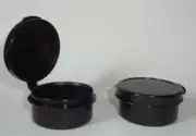 50 Black 10-gram Hinged Pop-Up Jars/Containers plastic lot with attached lid New
