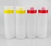 Kakamono 4-pack Porous Squeeze Bottles,Leak Proof Refillable Condiment Container for Kitchen Use,Salad Dressings,top dispensers for ketchup mustard mayo hot sauces olive oil(10 oz)