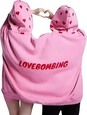 [Comebachome] Couples Hoodies, Long Sleeve Pullover Couples Sweatshirts with Heart-Shaped Pattern, Intimate Matching Couple Hoodies, Unisex Matching Sweatshirts for Wearing Gifts, Matchin