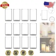 Elegant Set of 12 Clear Glass Cylinder Vases with Cleaning Brushes - 3.5" W x...