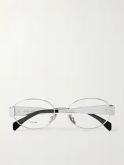 [CELINE Eyewear] CELINE Eyewear - Triomphe Oval-frame Silver-tone Optical Glasses - One size One size Silver