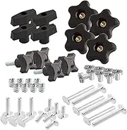 POWERTEC 71173 T Track Knob Kit - 1/4-20 Threaded Bolts and Washers, 46 Piece Set, T Track Accessories for Woodworking Jigs and Fixtures