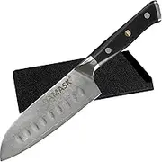 Authentic XYJ Since 1986,Damascus Steel Santoku Knife with Sheath,Japanese Chef Knives,Vegetable Cooking Cleaver,Non-Stick Blade Kitchen Knife,VG10 Damascus Chef Knife,G10 Handle (5 Inch B)