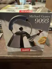 Alessi Michael Graves Kettle w/ Bird Whistle, Blue Handle Model 9093 AUTHENTIC