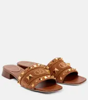 [Valentino Garavani] Valentino Garavani Plaster Caster studded suede slides AU 4 brown