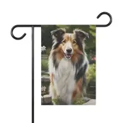 Rough Collie Dog Cottagecore Spring Garden Flag