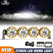 22inch Linkable Round Led Driving Light Bar Spot Beam For Can am Polaris UTV ATV