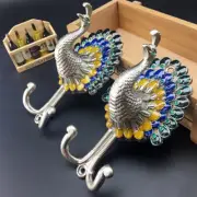 Zinc Alloy Vintage Peacock Curtain Hooks Colorful Antique Wall Hangers
