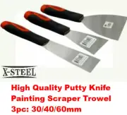 High Quality Stainless Paint Wall Paper Floor Scraper Putty Knife 3pc:30/40/60mm