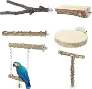 6 Pcs Natural Wood Bird Perch, Enduring Parrot Perch, Environment Friendly Bird Perch, Stand Safe Reliable Bird Perch, Non Toxic Parrot Perch Easy to Install Bird Perch Stand for Parakeet Cockatiels