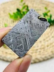 Muonionalusta meteorite square, etched&polished, Swedish M iron meteorite 25.4g