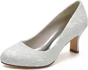 [Minishion] Ladies Wedding Dress Shoes Slip on Floral Lace Evening Formal Pumps BR115