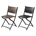 Imitation Rattan Outside Folding Chair Patio Chair for Poolside, Garden Saving