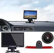 with 7 Inch LCD Monitor, Super HD 1280p Car Third Roof Top Mount Brake Lamp Camera Brake Light Rear View Backup Camera for Van Roof Camera Mercedes Benz Sprinter W906; Crafter Caravelle 2007-2015