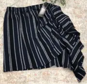 Truce Girls Skirt Size 8 Blue Black White Stripe Pull On Elastic Waistband