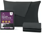 Circles Home, 100% Cotton Zippered Pillow Protector, Dark Grey, Toddler, Single Pack