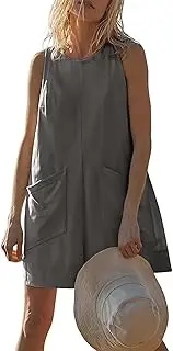 [Colisha] Cotton Linen Dungarees for Women Summer Casual Sleeveless Romper Loose Shorts Overalls Jumpsuit with Pockets