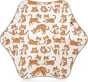 [Joitme] Cartoon Orange Cats Umbrellas for Rain, Easy Open and Close, Stick Umbrella Kids
