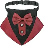 Pet Tie Dog Tuxedo Bandana Collar Pet Wedding Bow Tie Scarf Adjustable Dog Neckerchief Bowtie Collar Black Pet Formal Costume for Puppy Pet Christmas Bow Tie (Color : Red, Size : S)