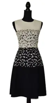 B0 NWT NARCISO RODRIGUEZ Black Neutrals Sleeveless Jacquard A-Line Dress Size 38