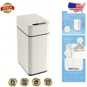 2.4 Gallon Motion-Sensor Trash Can with Retractable Butterfly Lid - Creamy White