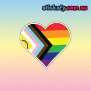 Progress Pride Heart Sticker | Vinyl Car Decal Funny Aussie Meme Adult 4wd 4x4