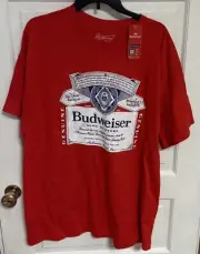 Official Anheuser Budweiser Logo King Of Beers Red Short Sleeve T-shirt XL