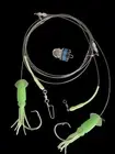 2 Halibut Fishing Rigs - 2 Glow Squid, LED light, 2 Circle Hooks Deep Drop Rig