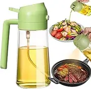 Mumoo Bear 2 in 1 Olive Oil Dispenser Bottle Sprayer for Cooking,470ml Olive Oil Spritzer,Oil Sprayer for Air Fryer, Salad,BBQ,Roasting -Green