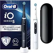Oral-B iO 5 Double Pack Electric Toothbrush with Magnetic Technology, 2 Replacement Brushes, 5 Cleaning Modes, LED Display & Travel Case, Matte Black