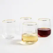 Stemless Wine Glasses Set of 4 - Premium Hand Blown Drinking Glasses for Whit...