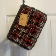 Patricia Nash knit Tartan Clutch With Strap NWT Cassini Red White Black