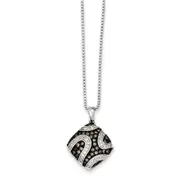 Sterling Silver Champagne Diamond Square Pendant