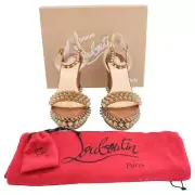 Christian Louboutin Cordorella 110 Gold Stud Platform Wedge- Size 39 Eu