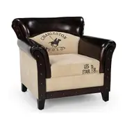 Vintage Polo Lounge Chair � Recycled Canvas & Leather Armchair with Timber Legs