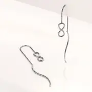 Solid 925 Sterling Silver Infinity Threader Earrings